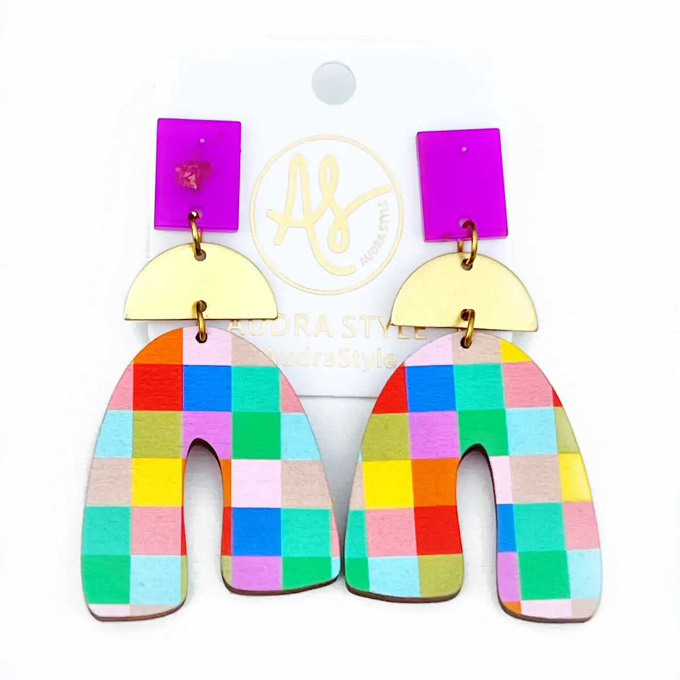 Large Rainbow Geo Earrings