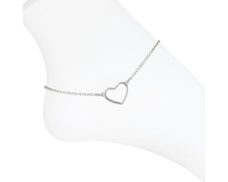 Silver Heart Periwinkle Anklet