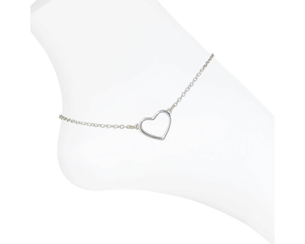 Silver Heart Periwinkle Anklet