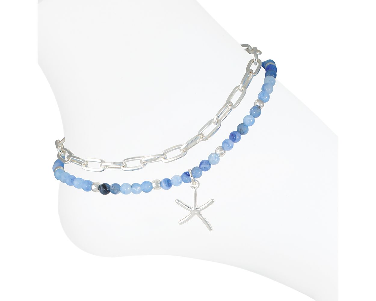 Silver Paperclip Periwinkle Anklet