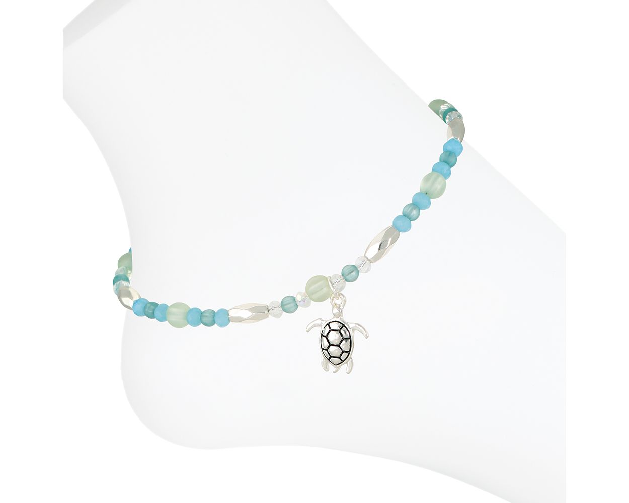 Silver Turtle Periwinkle Anklet
