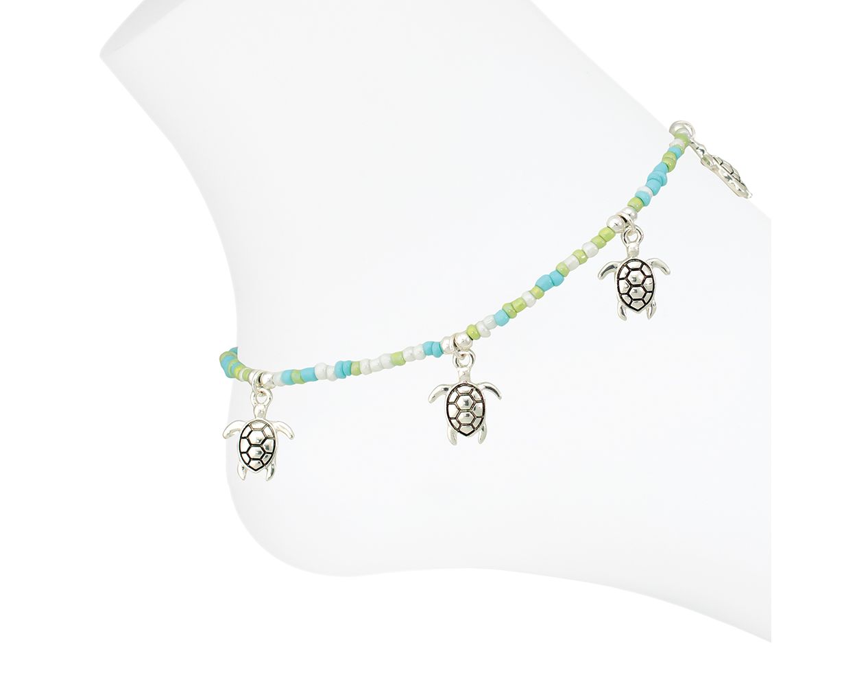 Beaded Turtle Periwinkle Anklet