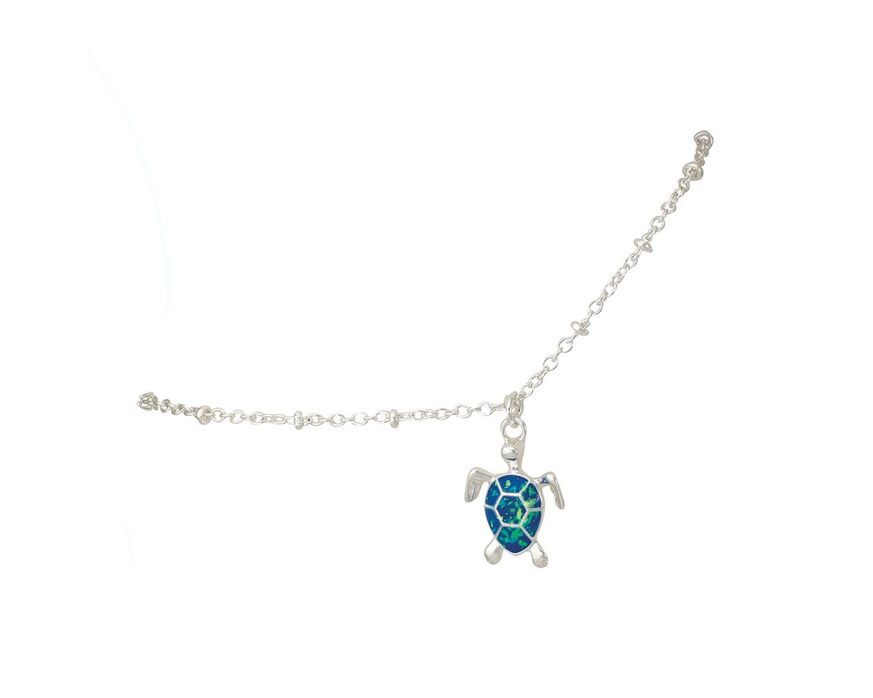 Periwinkle Silver Blue Turtle Anklet