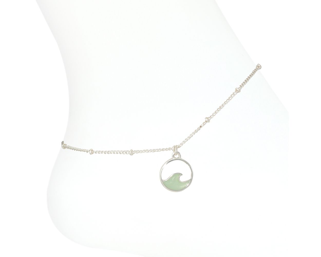 Periwinkle Mint Sea Glass Wave Anklet