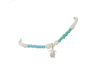 Multi Beaded Turtle Periwinkle Anklet