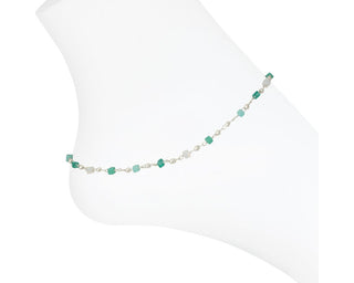 Silver Beaded Periwinkle Anklet