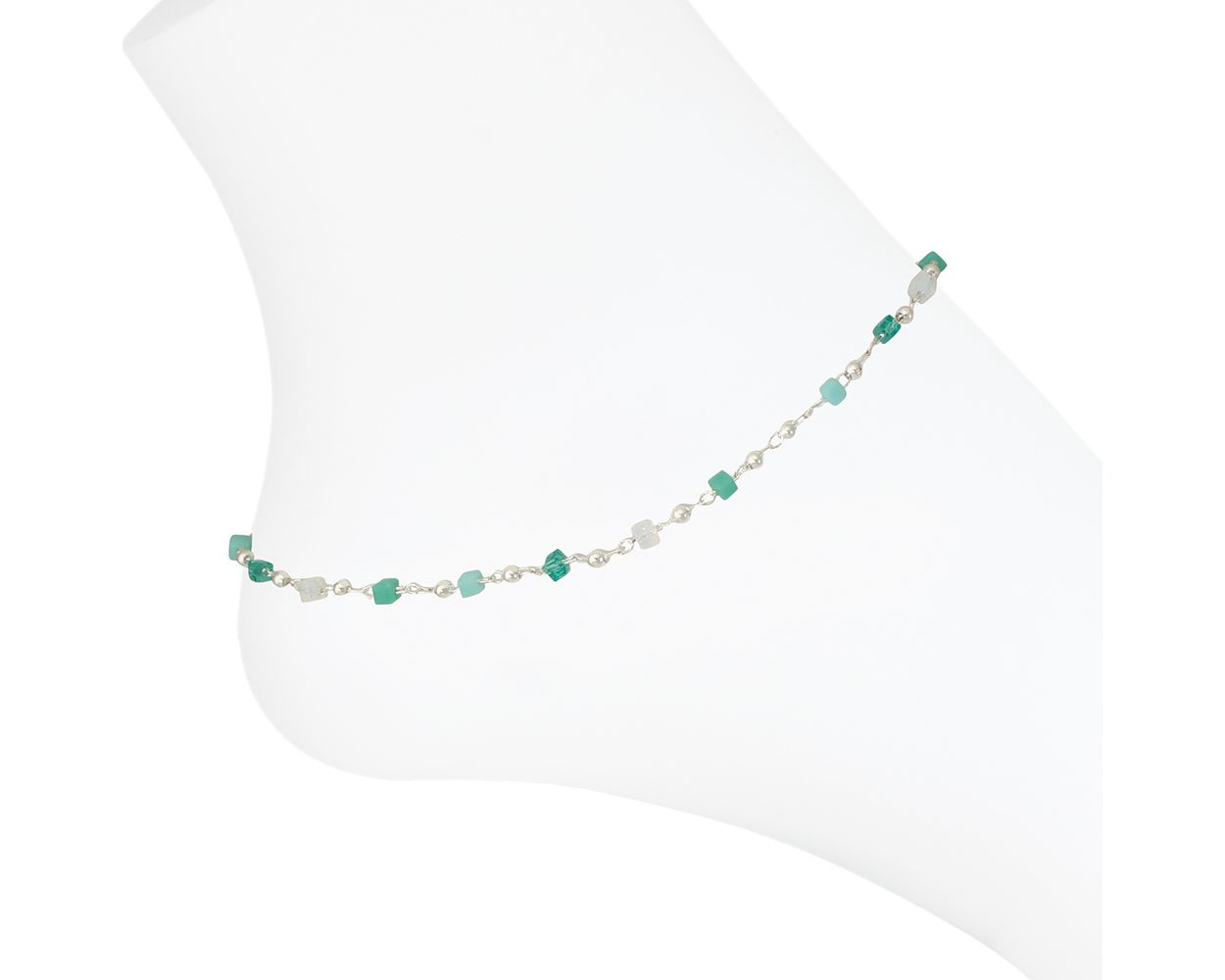 Silver Beaded Periwinkle Anklet