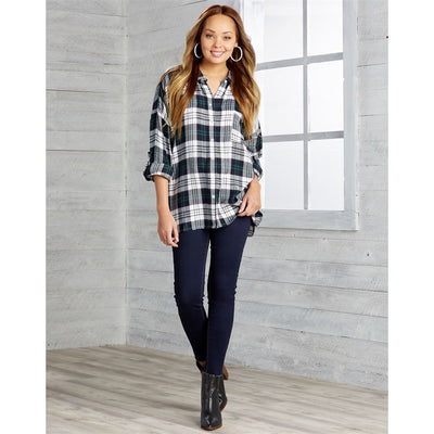 Collier Plaid Button Down Navy