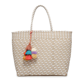 Allie XL Handwoven Tote w/ Pom-Poms