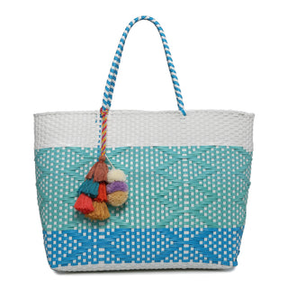 Allie XL Handwoven Tote w/ Pom-Poms