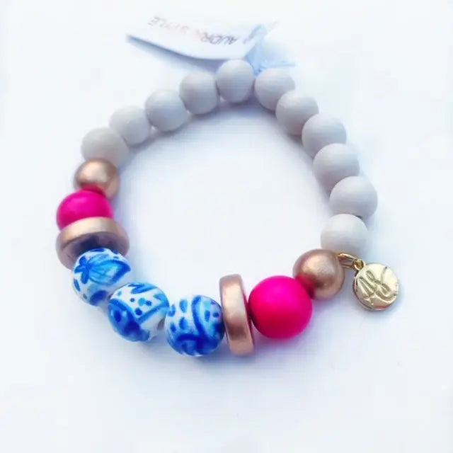 Gold Disk Colorful Stacking Bracelet