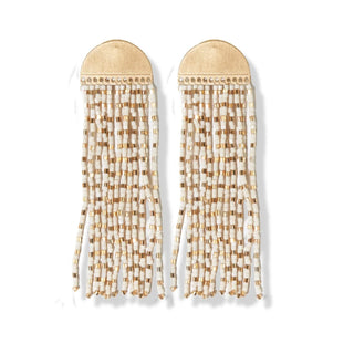 Stripe Fringe Beads Brass Half Circle Post Earring