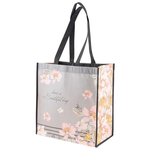 Gray Floral Large Gift Bag