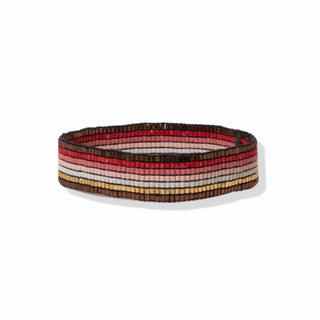 Alex Horizontal Stripe Beaded Stretch Bracelet Light Pink