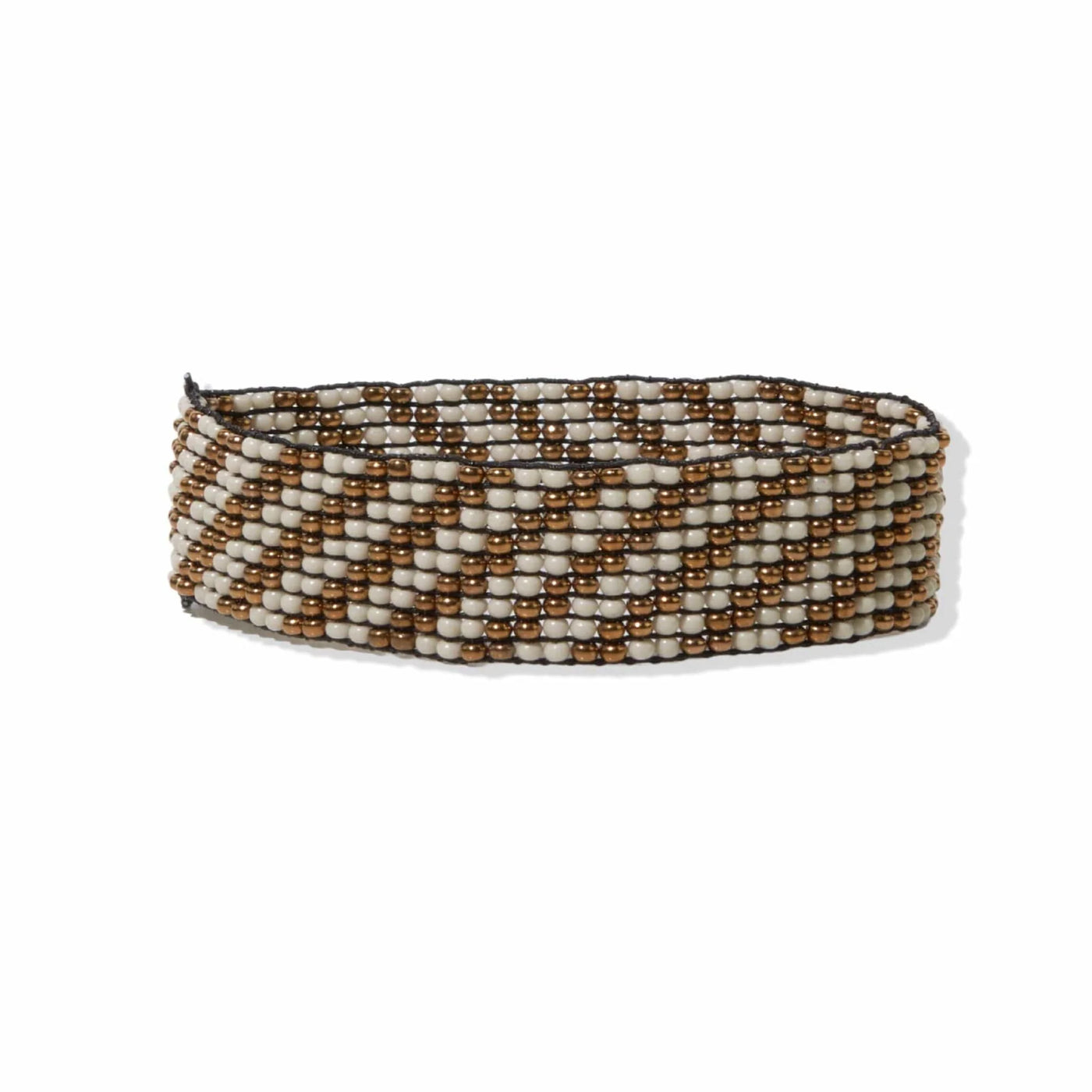 Lane Diagonal Stripe Beaded Stretch Bracelet Gold