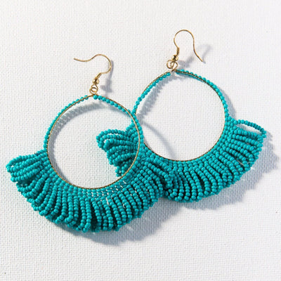 Fringe Hoop Seed Bead Earrings