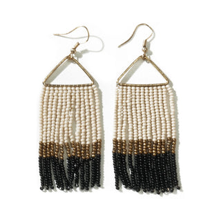 Black Gold Ivory Fringe Earring