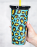 Teal and Yellow Leopard Glitter