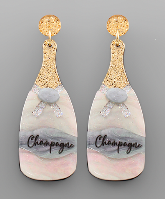 Champagne Bottle Acrylic Earrings