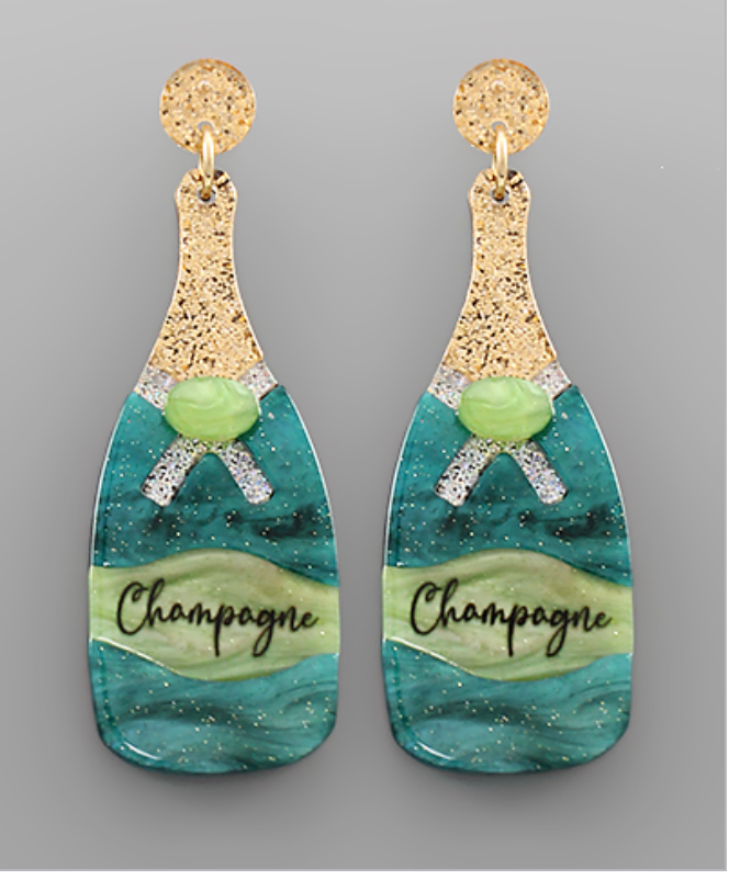 Champagne Bottle Acrylic Earrings