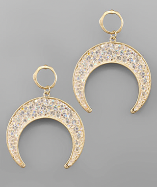 Glass Bead Horn Dangle Earrings