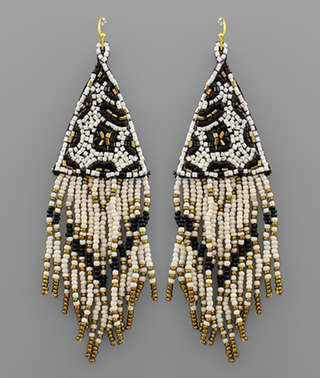 Leopard Beaded Tassel Earrings