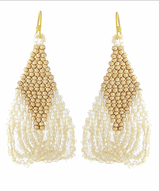 Bead Rhombus Fringe Earrings