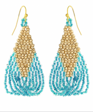 Bead Rhombus Fringe Earrings