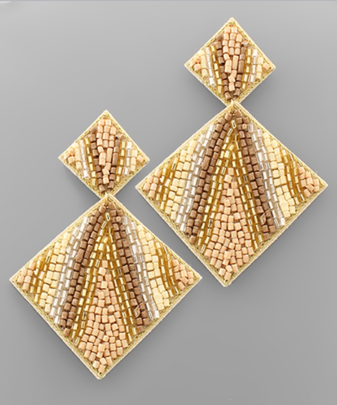 Double Diamond Seed Bead Earrings