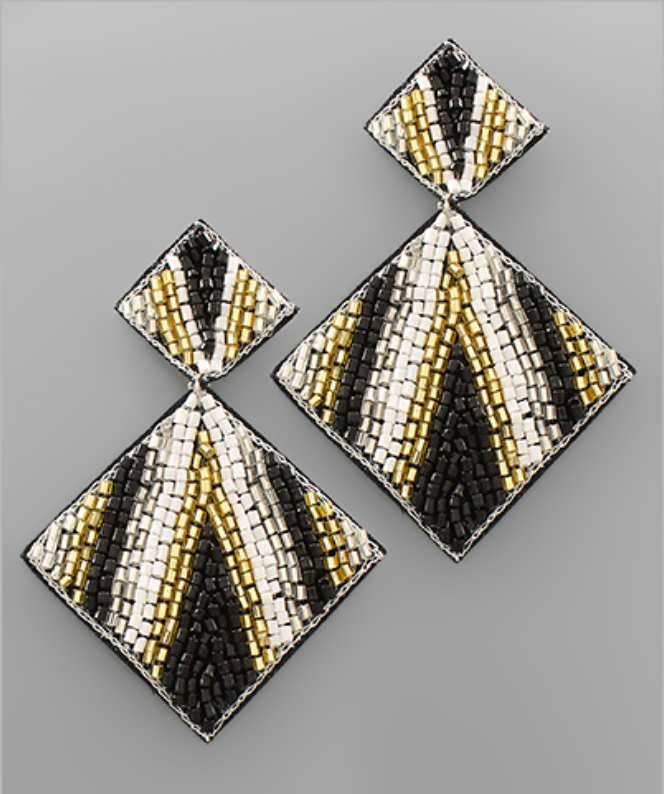 Double Diamond Seed Bead Earrings