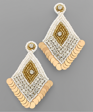 Diamond Shaped Seed Bead Earrings