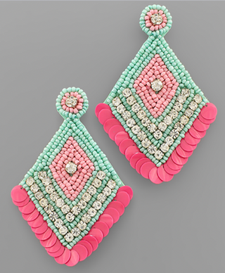 Diamond Shaped Seed Bead Earrings