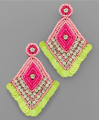 Diamond Shaped Seed Bead Earrings