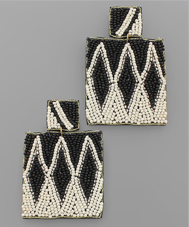 Black & White Geo Seed Bead Earrings