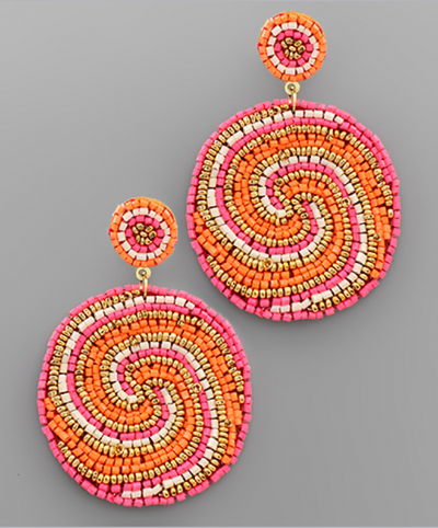 Seed Bead Circle Swirl Earrings