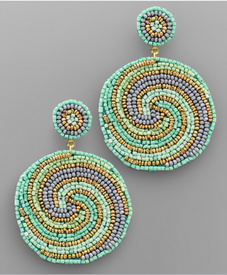 Seed Bead Circle Swirl Earrings