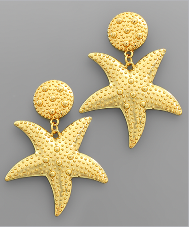 Metal Starfish Post Set Earrings