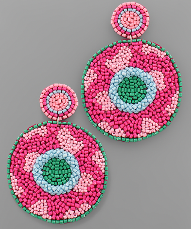 Multi Beaded Circle Drop Earring