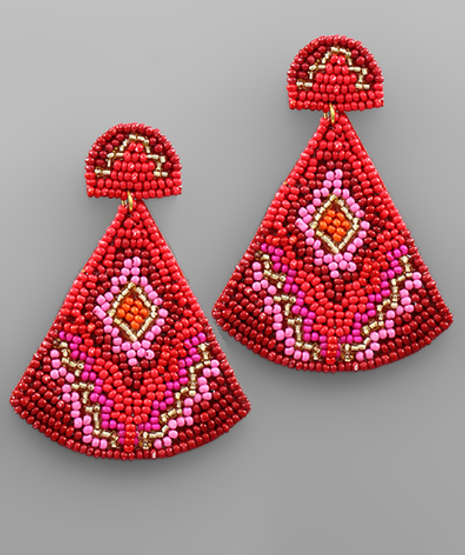 Half Oval Triangle Bead Earring