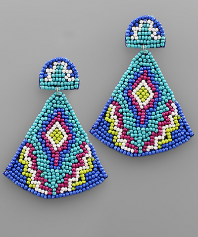 Half Oval Triangle Bead Earring