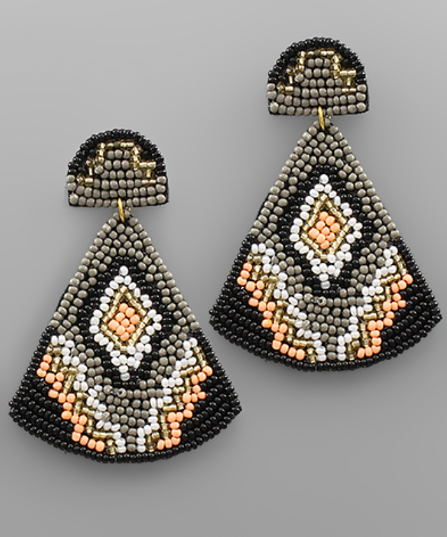 Half Oval Triangle Bead Earring