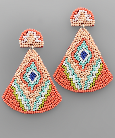 Half Oval Triangle Bead Earring