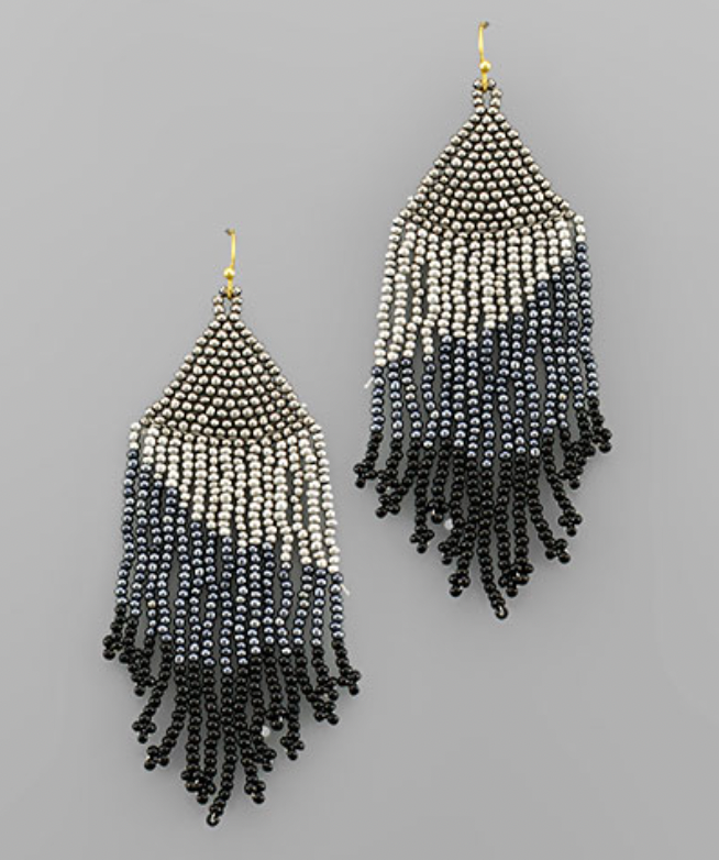 Tassel Bead Triangle Earring