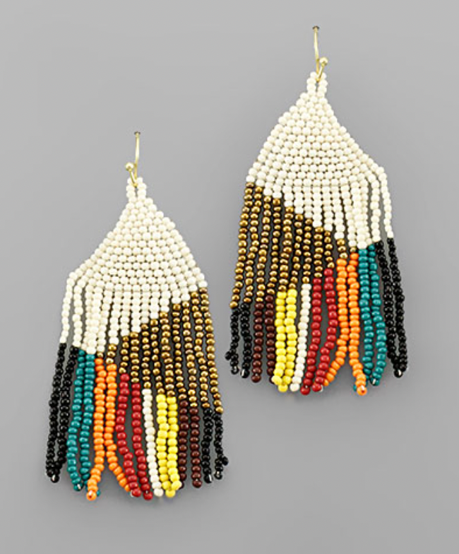 Beads Tassel Triangle Earring