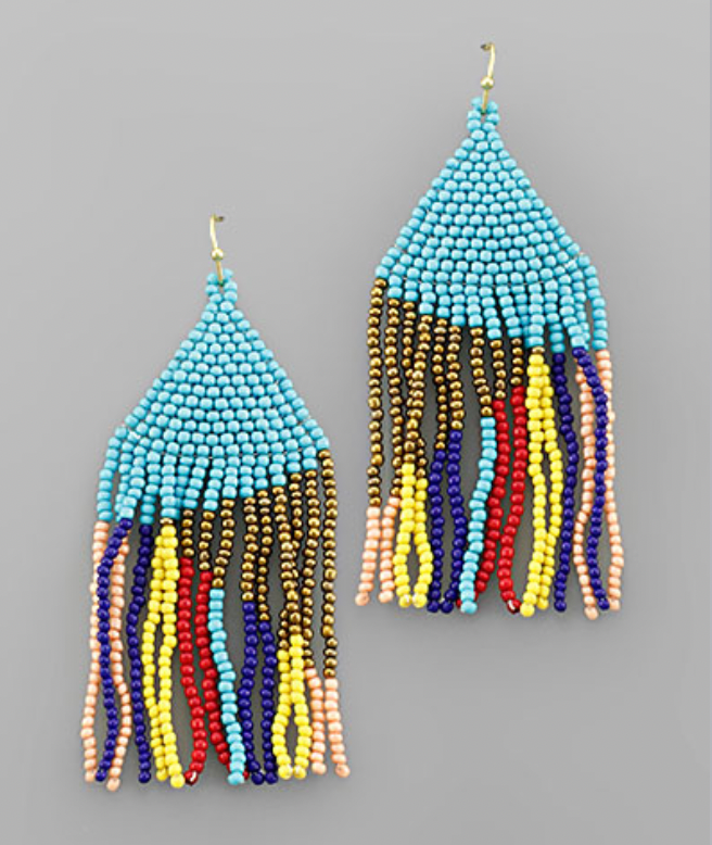 Beads Tassel Triangle Earring