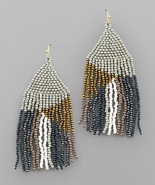 Beads Tassel Triangle Earring