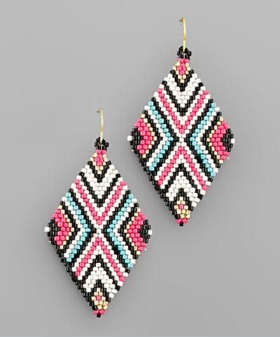 Seed Bead Diamond Earrings