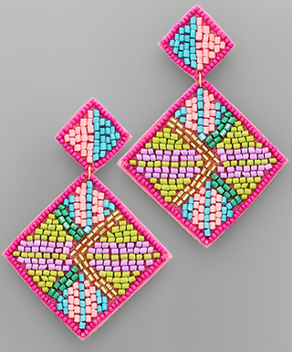 Patterned Bead Diamond Earring