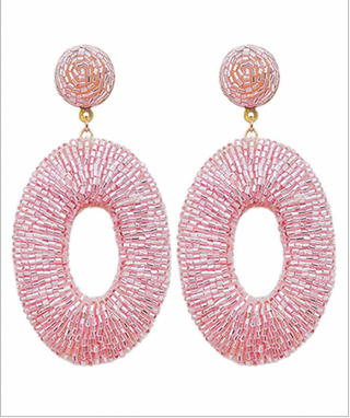 Beaded Oval Earrings