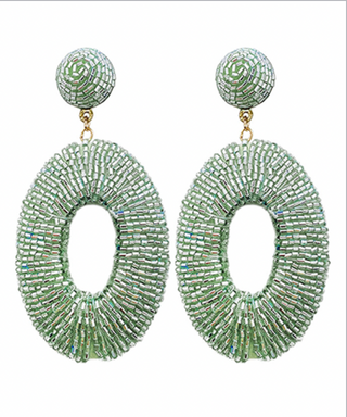 Beaded Oval Earrings